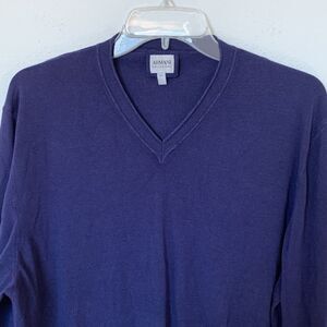 Armani Collezioni Men’s Sweater Blue/Purple V-Neck Long Sleeve Pullover XXL